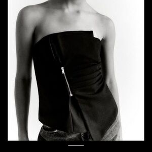 Zara Black Tube Top with Front Zip